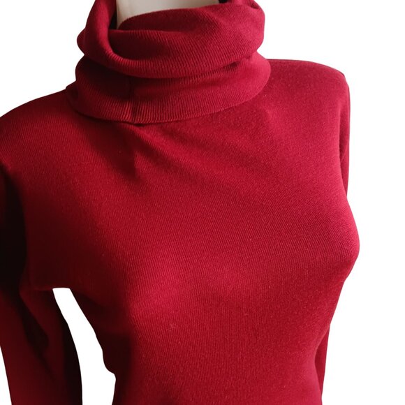 Women's Large Turtleneck Sweater Vintage 70's Red Long Sleeve Sheridan Creations - Picture 2 of 6